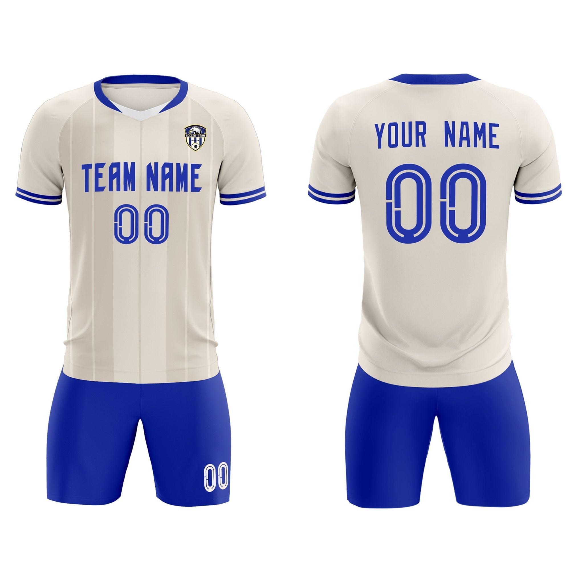 Custom Cream Classic Striped Personalized Football Kit Jersey