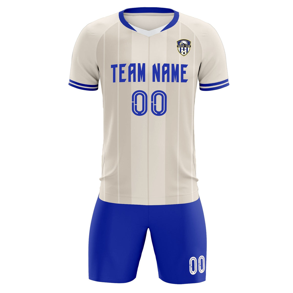 Custom Cream Classic Striped Personalized Football Kit Jersey