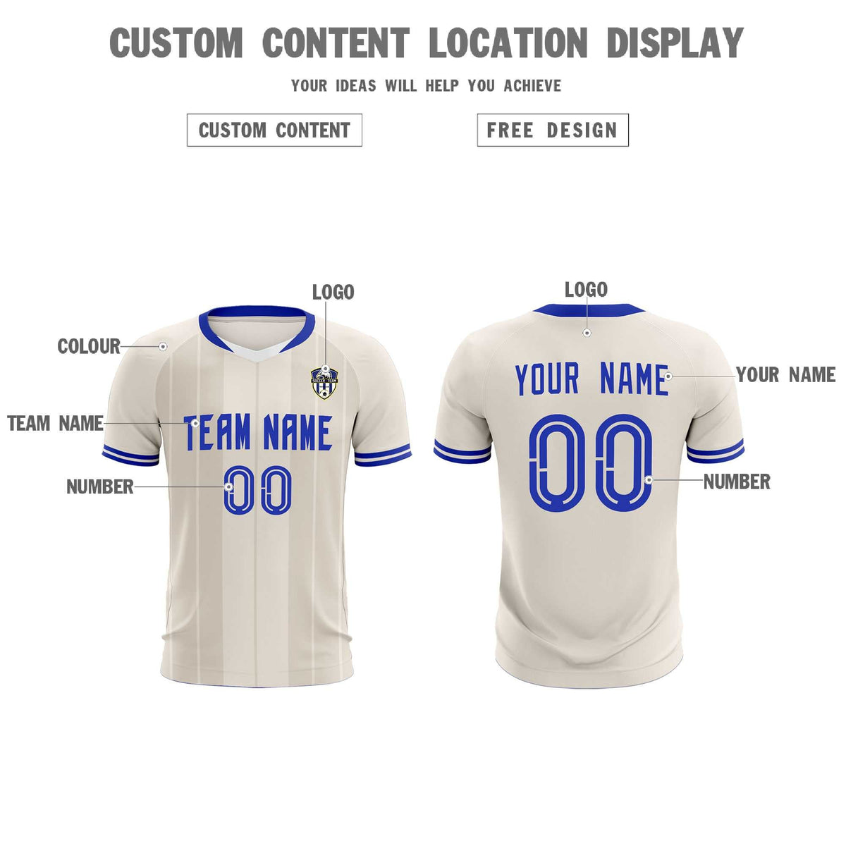 Custom Cream Classic Striped Personalized Football Kit Jersey