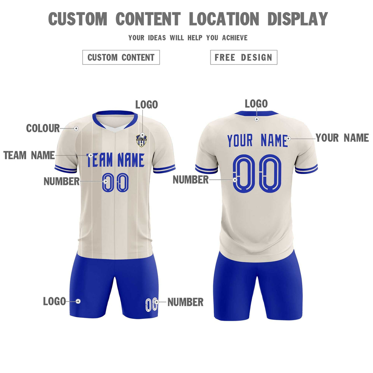 Custom Cream Classic Striped Personalized Football Kit Jersey