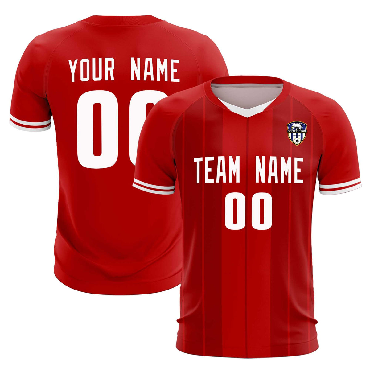 Custom Red Classic Striped Personalized Football Kit Jersey