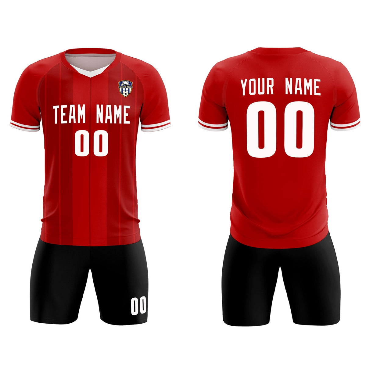 Custom Red Classic Striped Personalized Football Kit Jersey