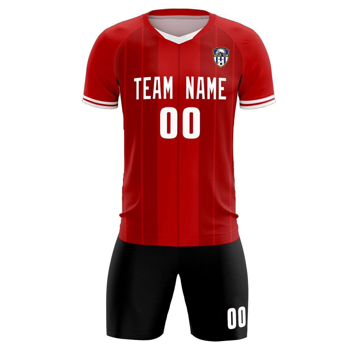 Custom Red Classic Striped Personalized Football Kit Jersey