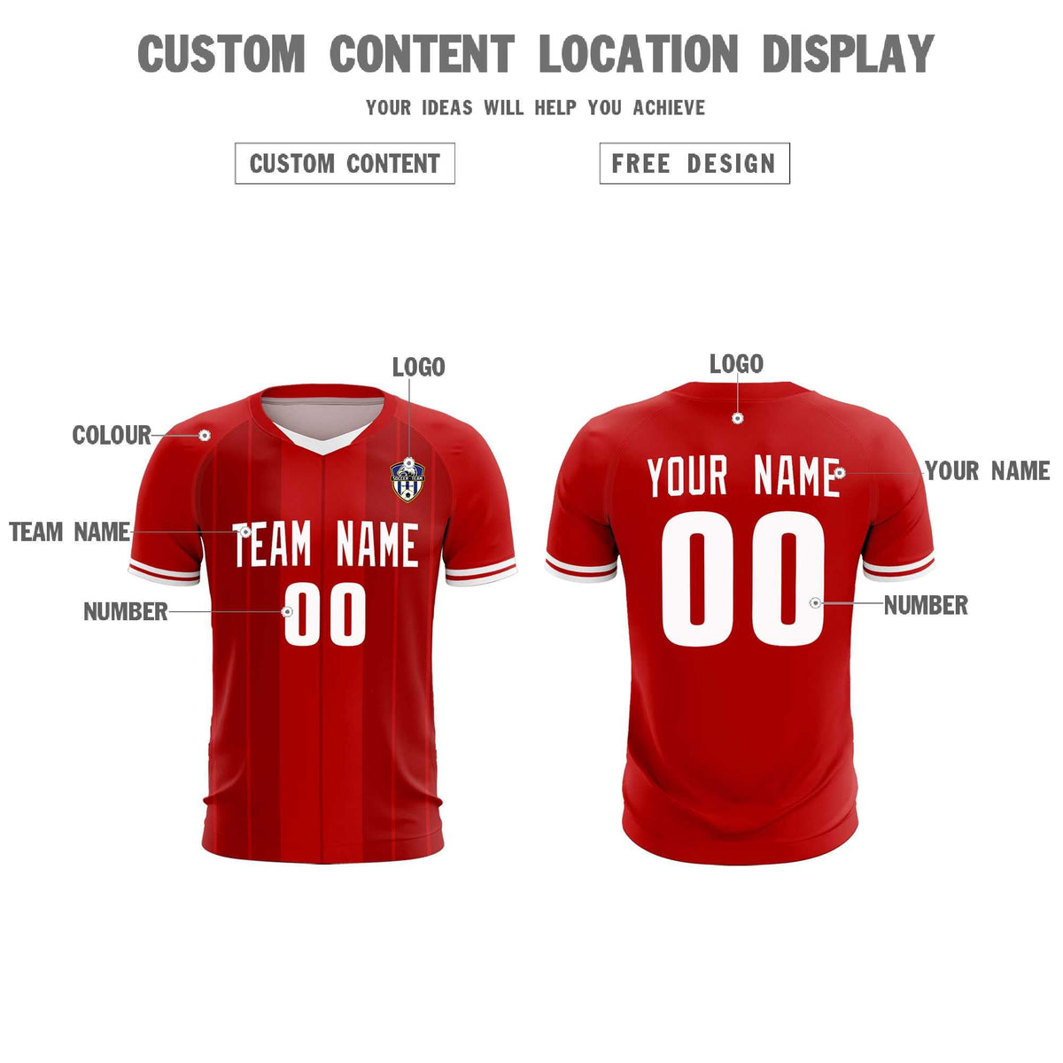 Custom Red Classic Striped Personalized Football Kit Jersey