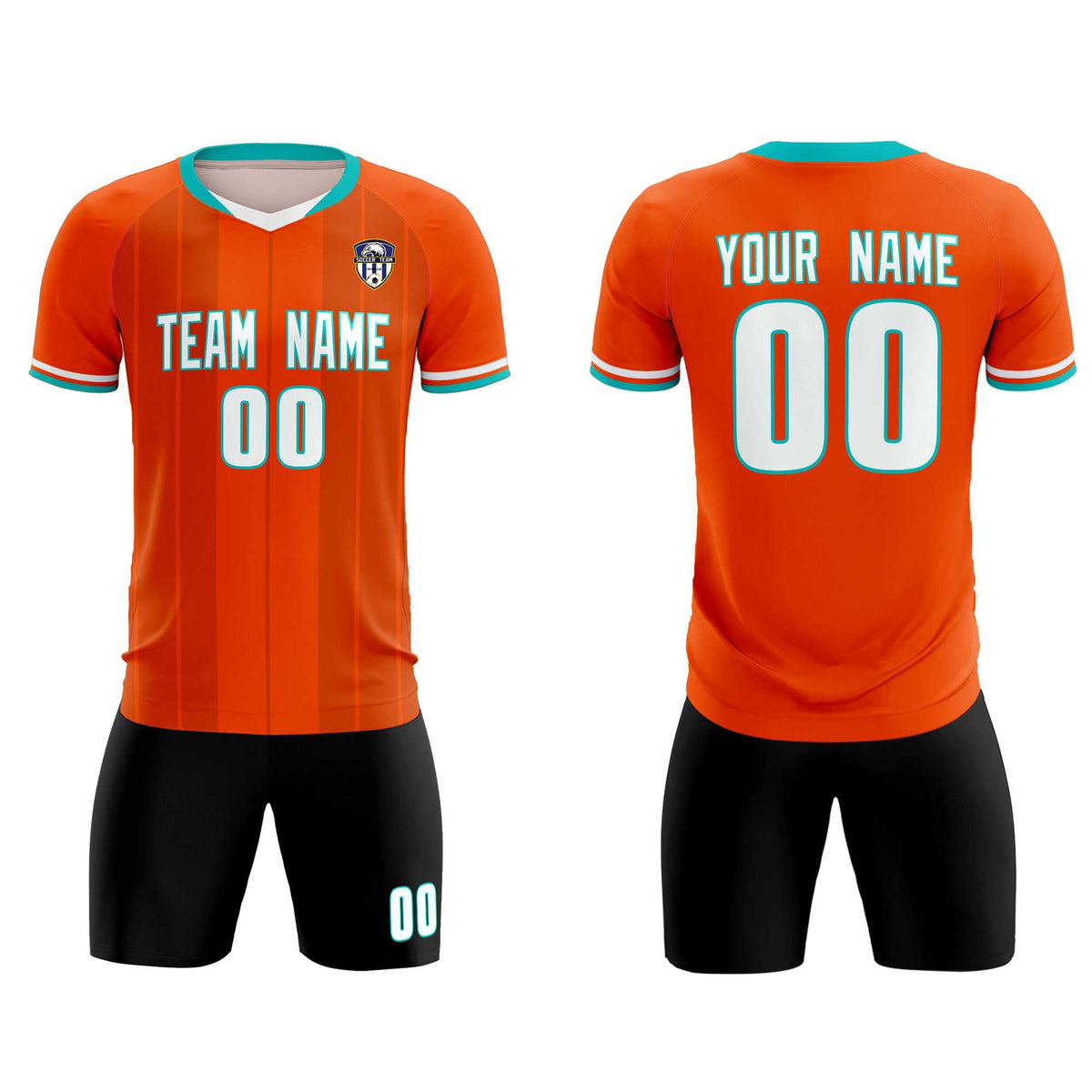 Custom Orange Classic Striped Personalized Football Kit Jersey