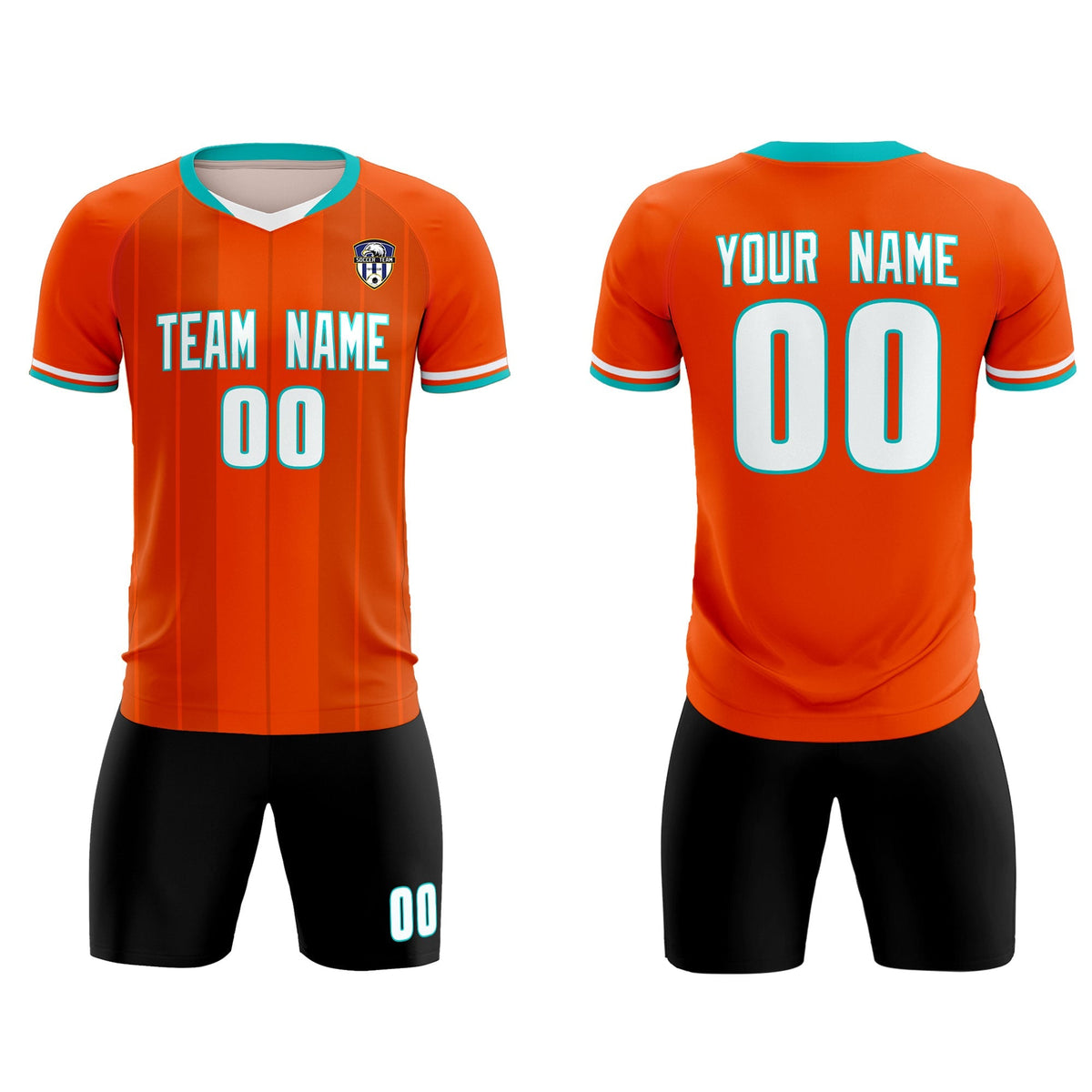Custom Orange Classic Striped Personalized Football Kit Jersey
