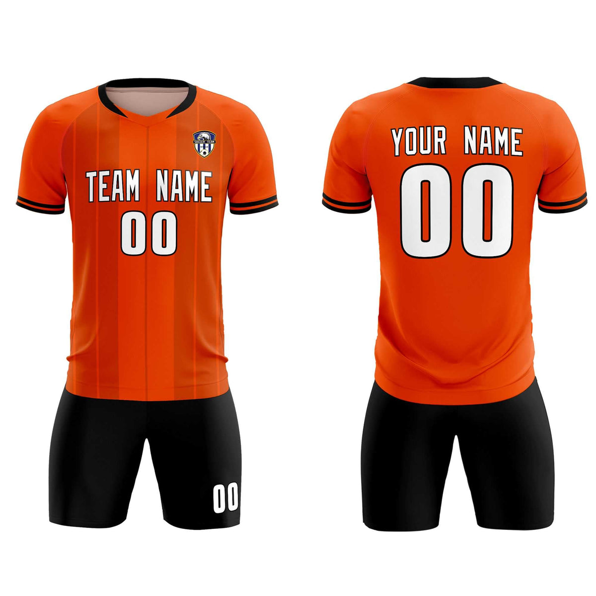 Custom Orange Classic Striped Personalized Football Kit Jersey