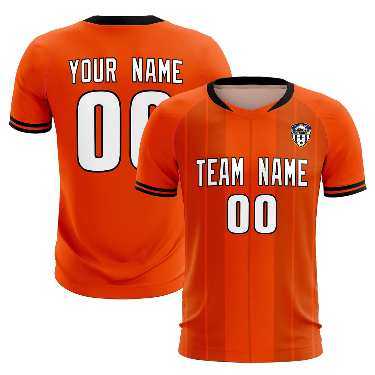 Custom Orange Classic Striped Personalized Football Kit Jersey