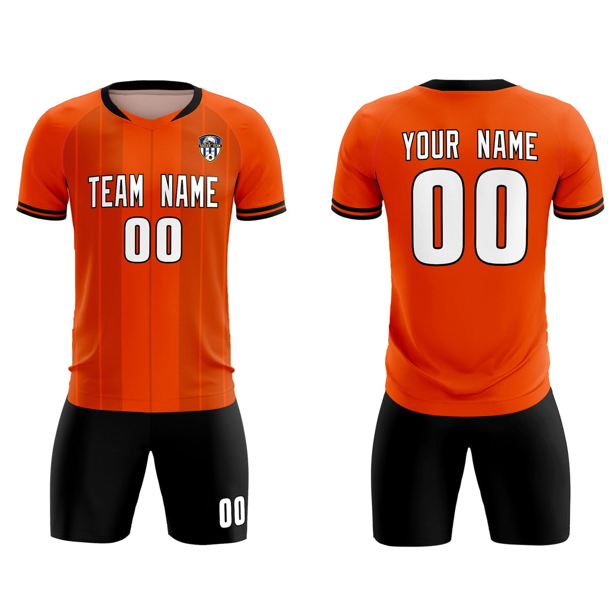 Custom Orange Classic Striped Personalized Football Kit Jersey