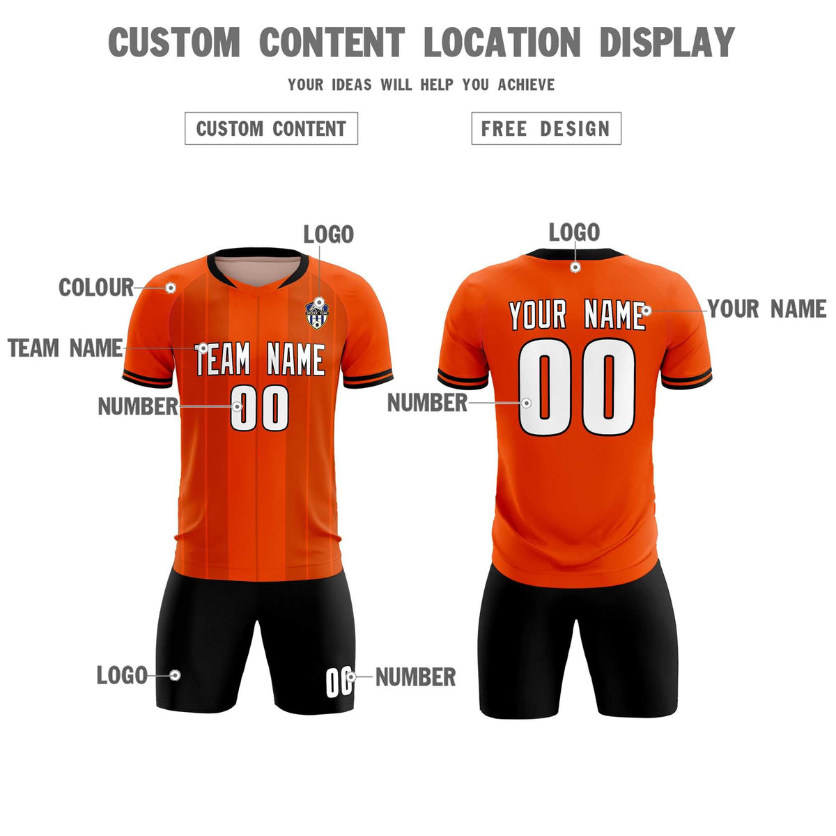 Custom Orange Classic Striped Personalized Football Kit Jersey