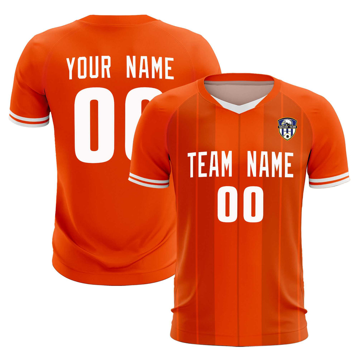 Custom Orange Classic Striped Personalized Football Kit Jersey