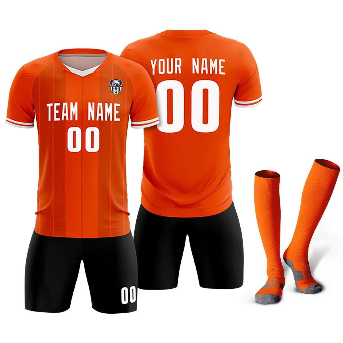 Custom Orange Classic Striped Personalized Football Kit Jersey
