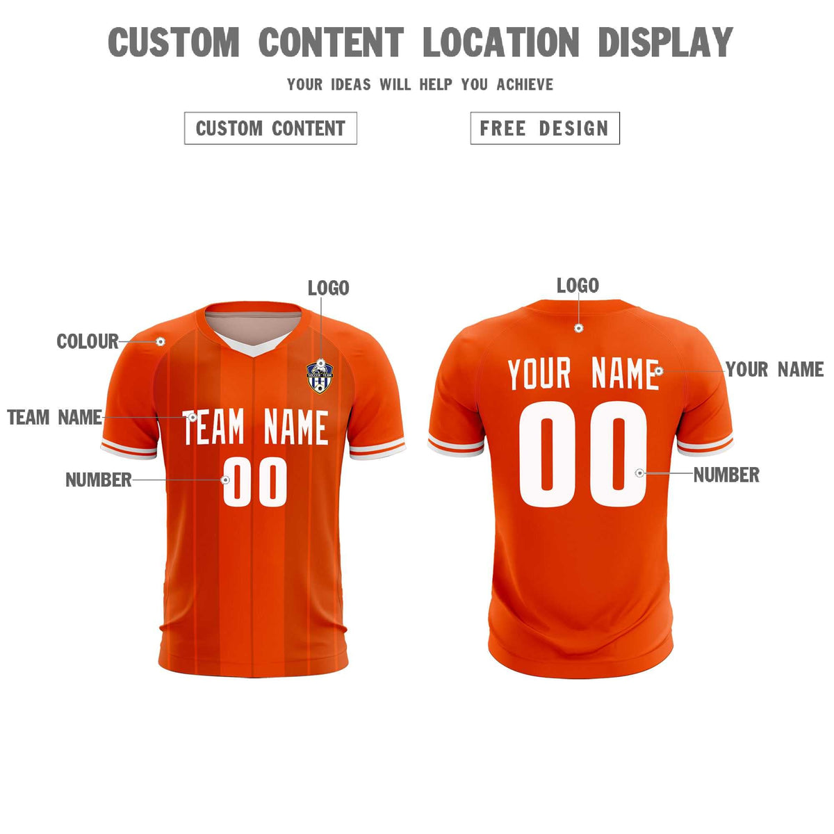 Custom Orange Classic Striped Personalized Football Kit Jersey