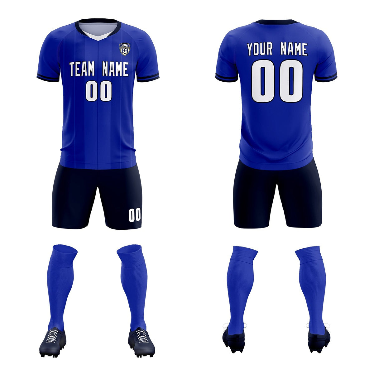 Custom Royal Classic Striped Personalized Football Kit Jersey