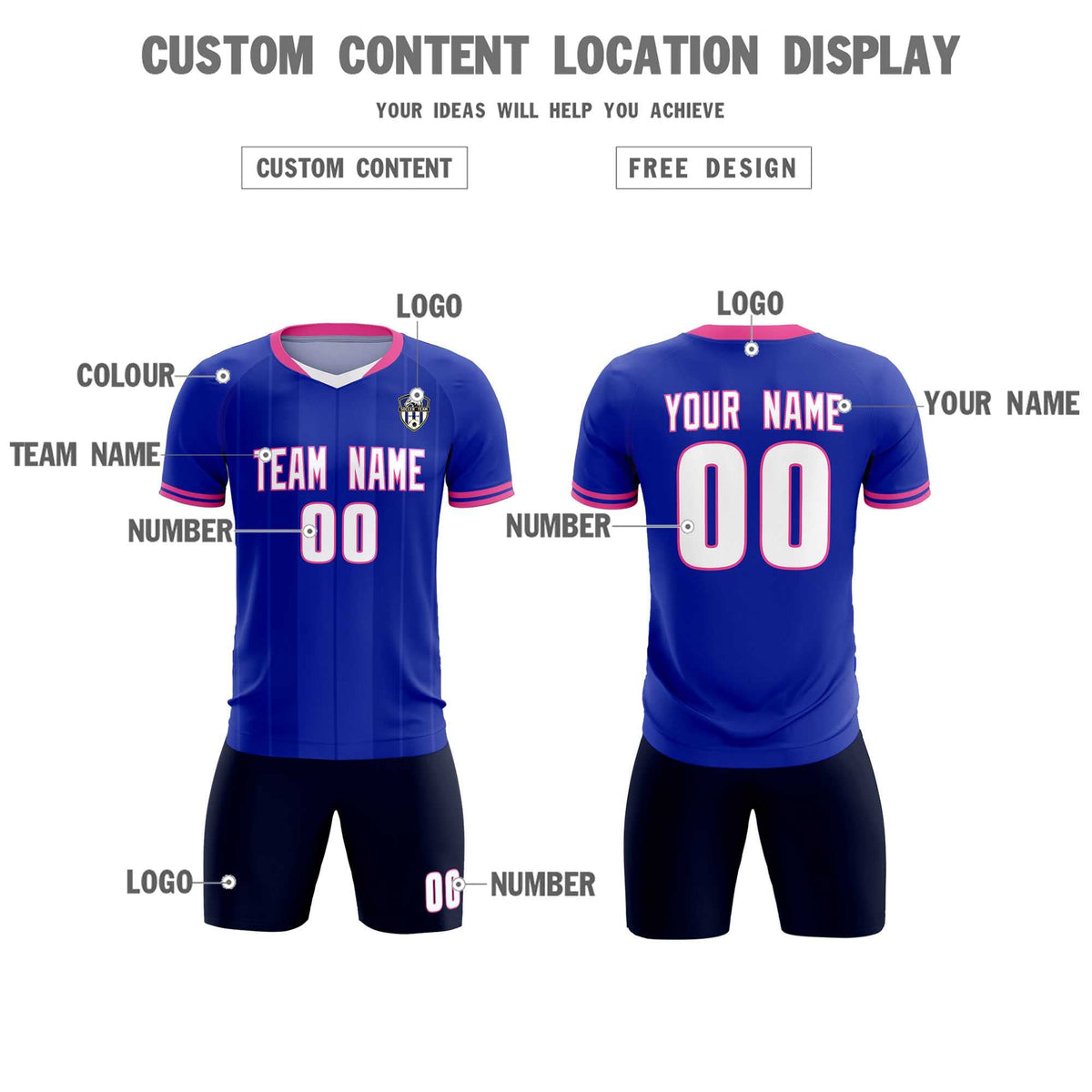 Custom Royal Classic Striped Personalized Football Kit Jersey