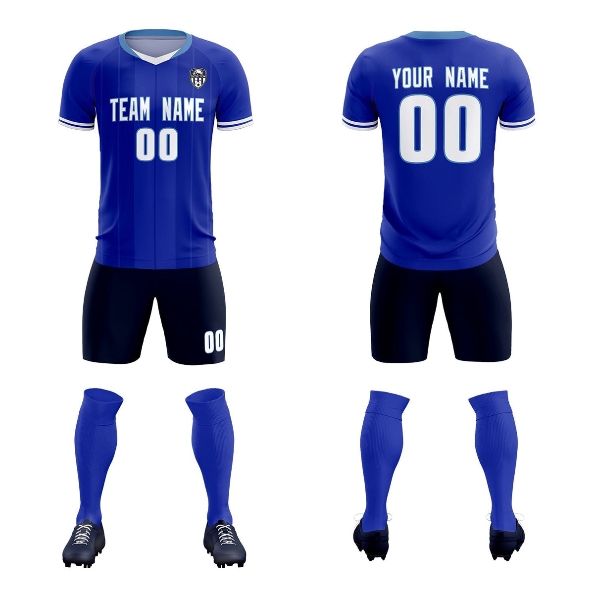 Custom Royal Classic Striped Personalized Football Kit Jersey