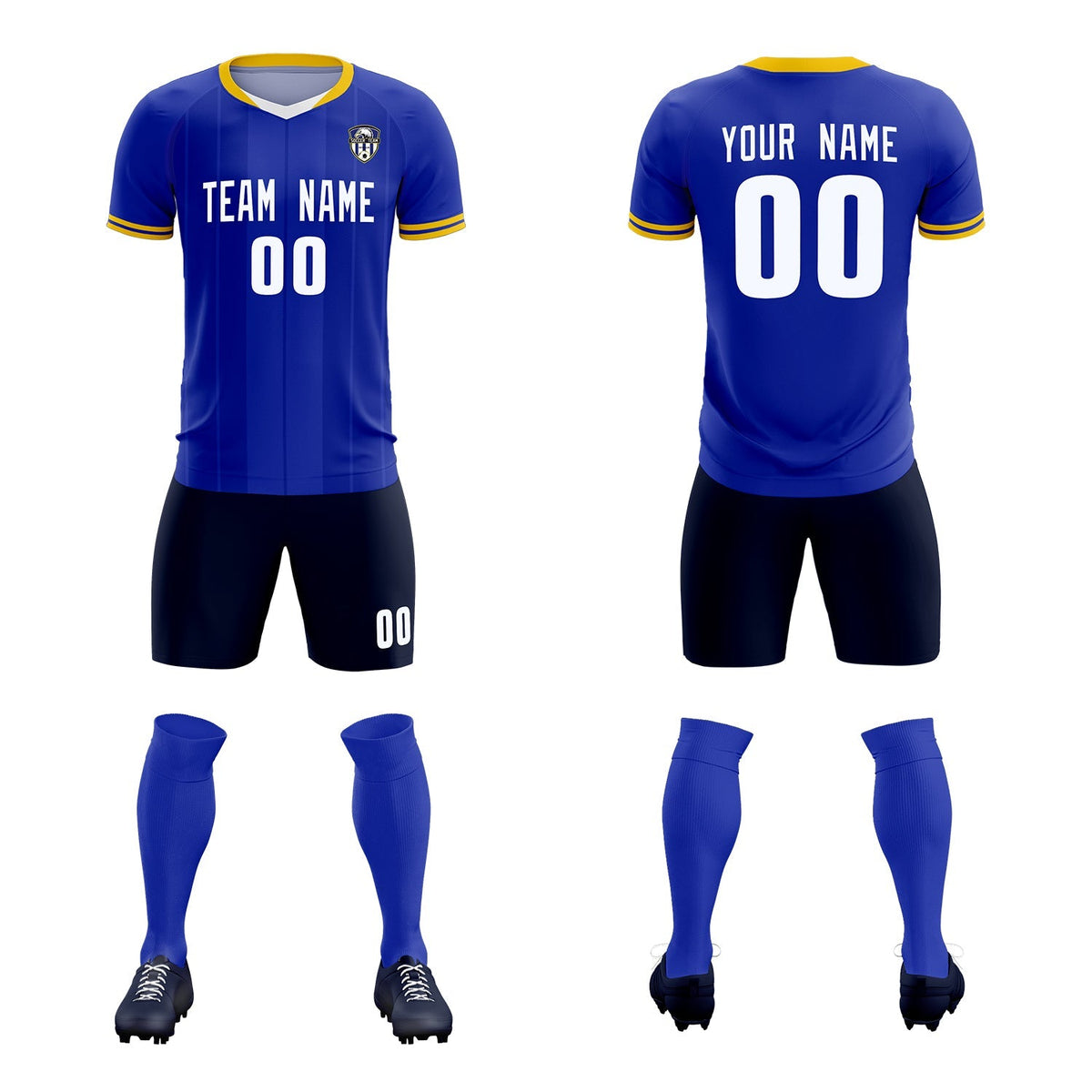 Custom Royal Classic Striped Personalized Football Kit Jersey