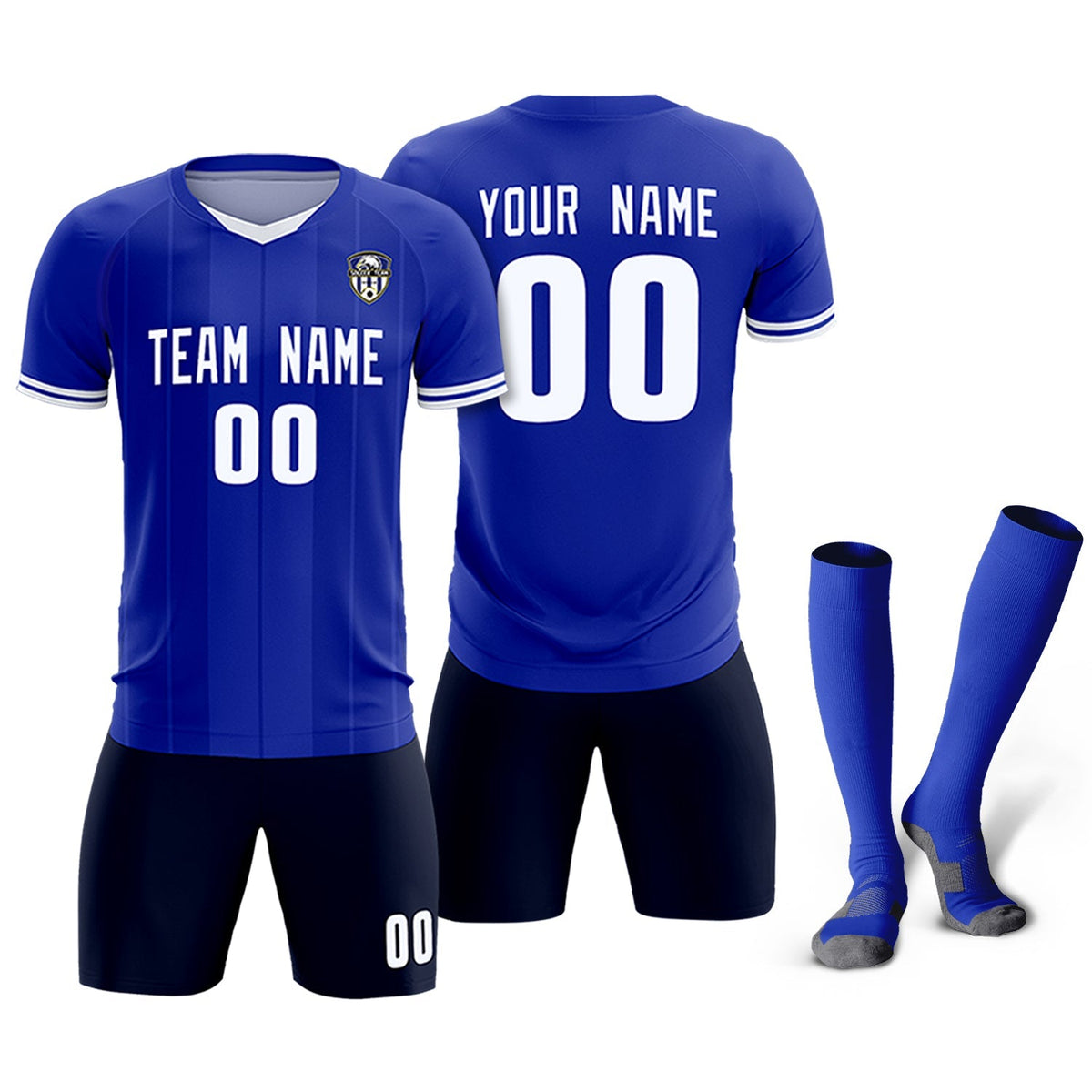 Custom Royal Classic Striped Personalized Football Kit Jersey