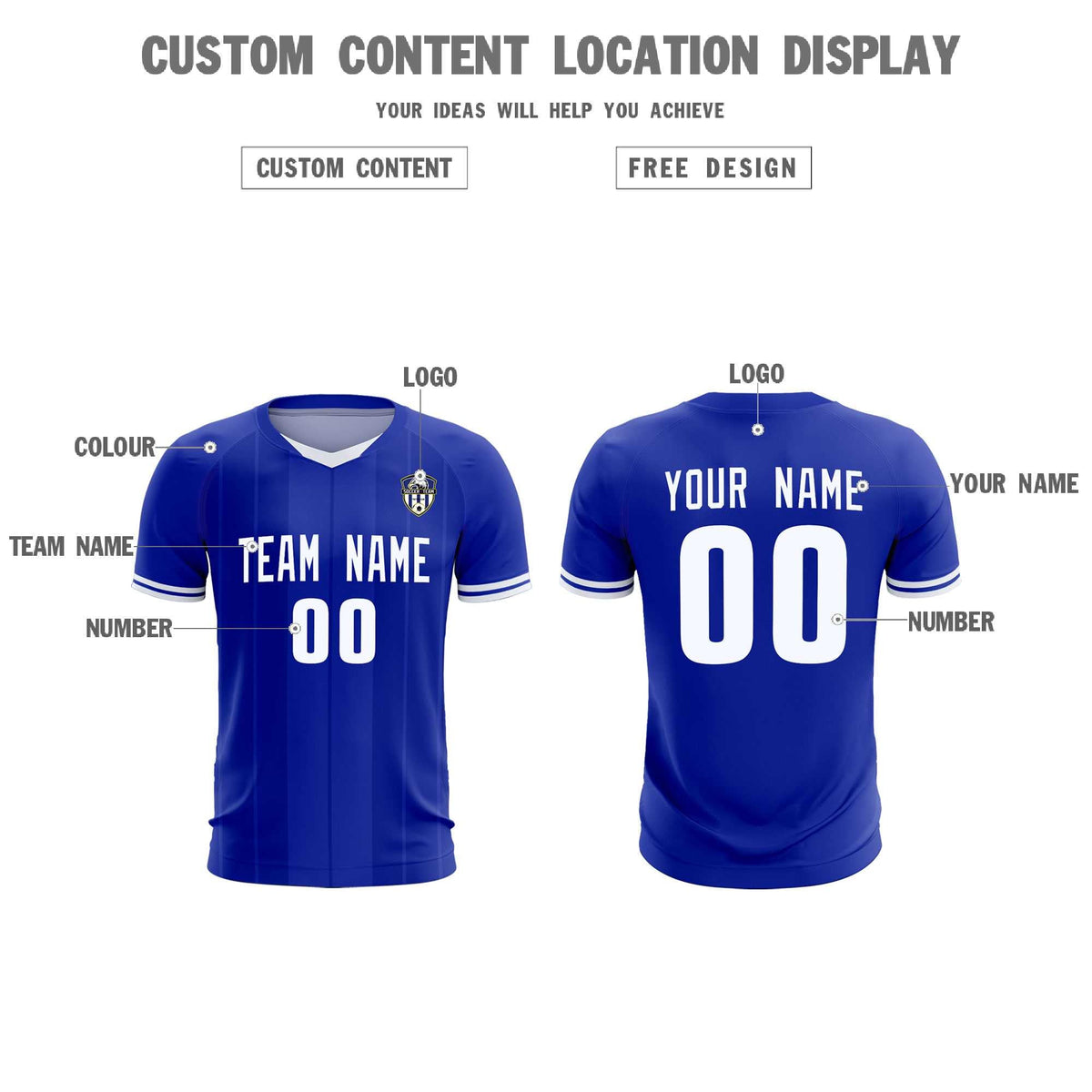 Custom Royal Classic Striped Personalized Football Kit Jersey