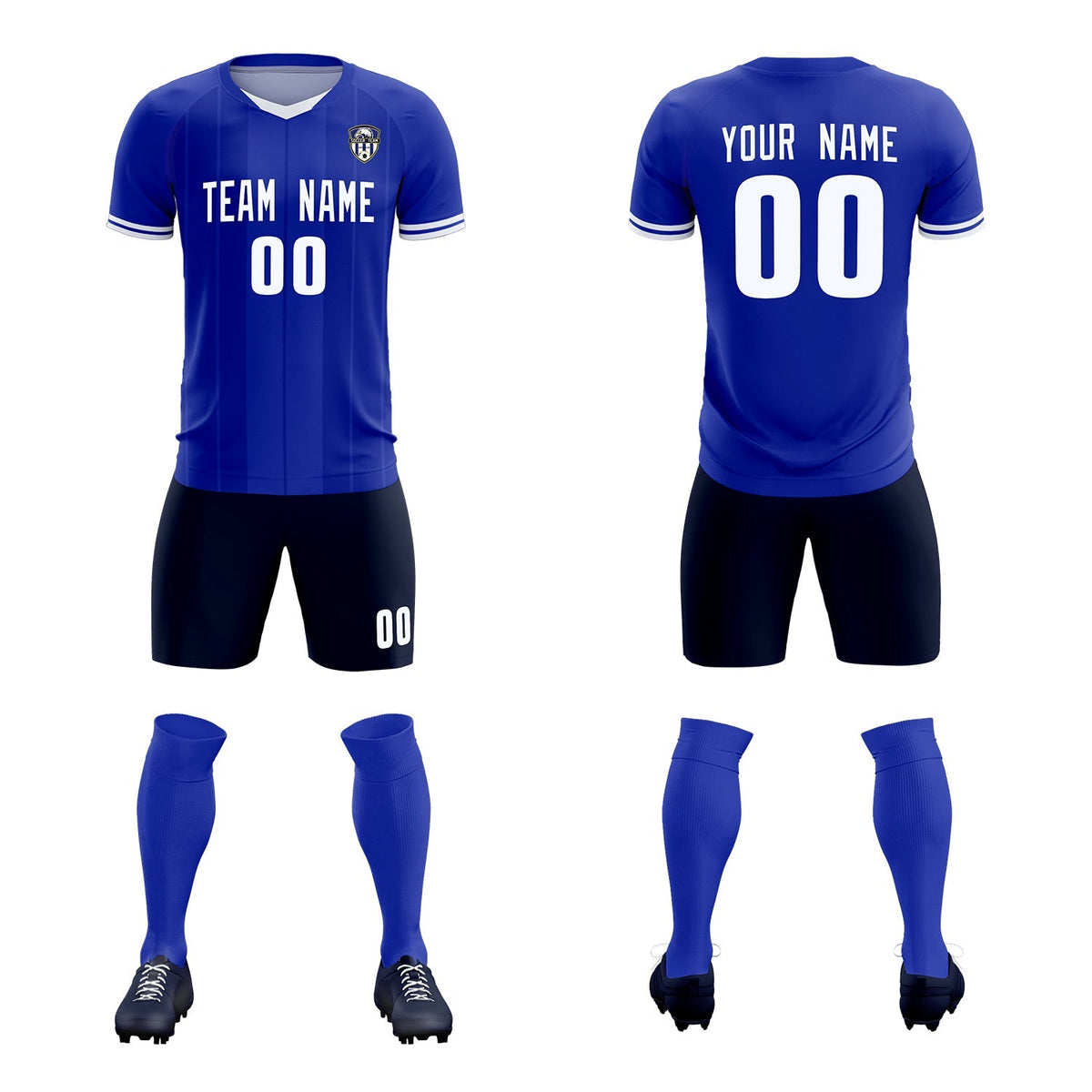 Custom Royal Classic Striped Personalized Football Kit Jersey