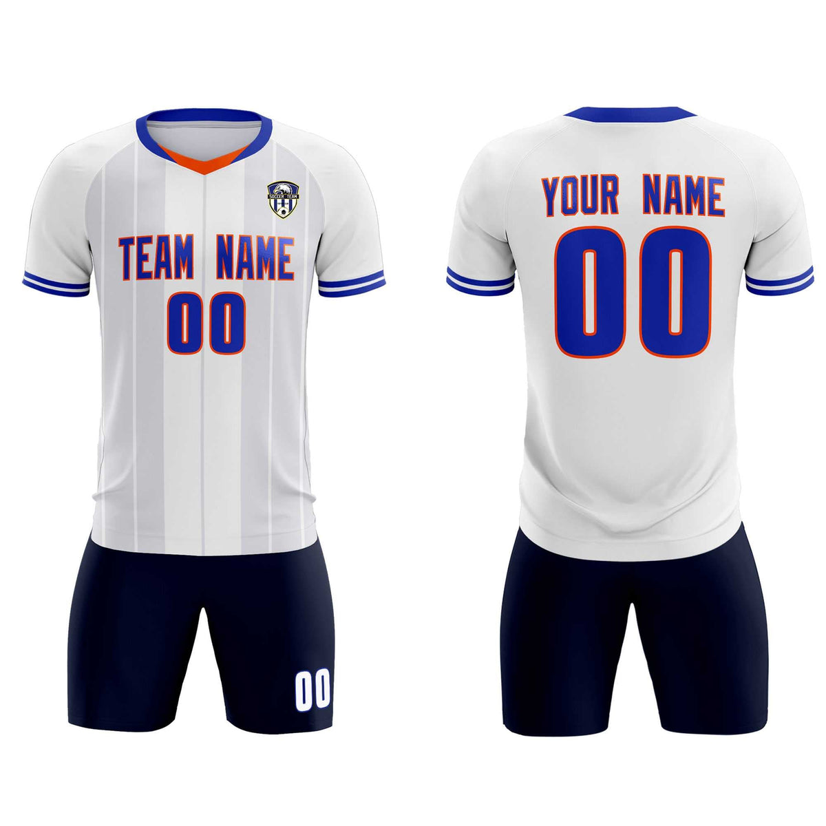 Custom White Classic Striped Personalized Football Kit Jersey