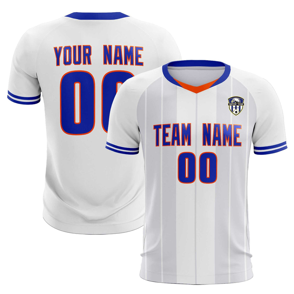 Custom White Classic Striped Personalized Football Kit Jersey