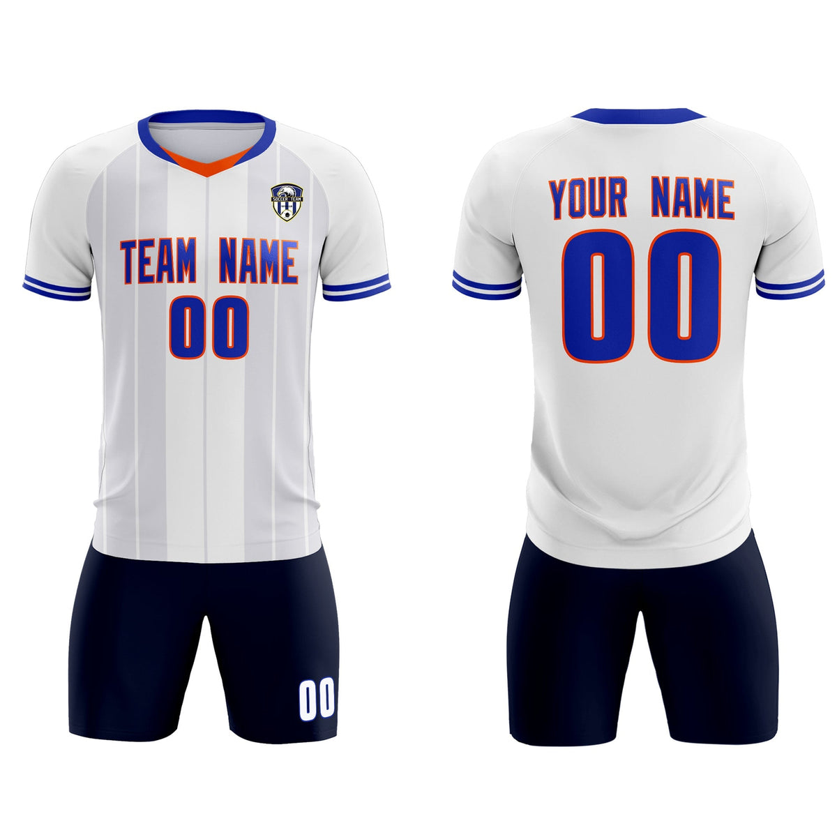 Custom White Classic Striped Personalized Football Kit Jersey