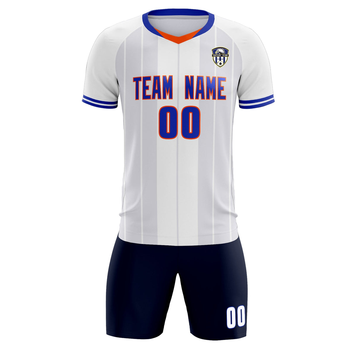 Custom White Classic Striped Personalized Football Kit Jersey