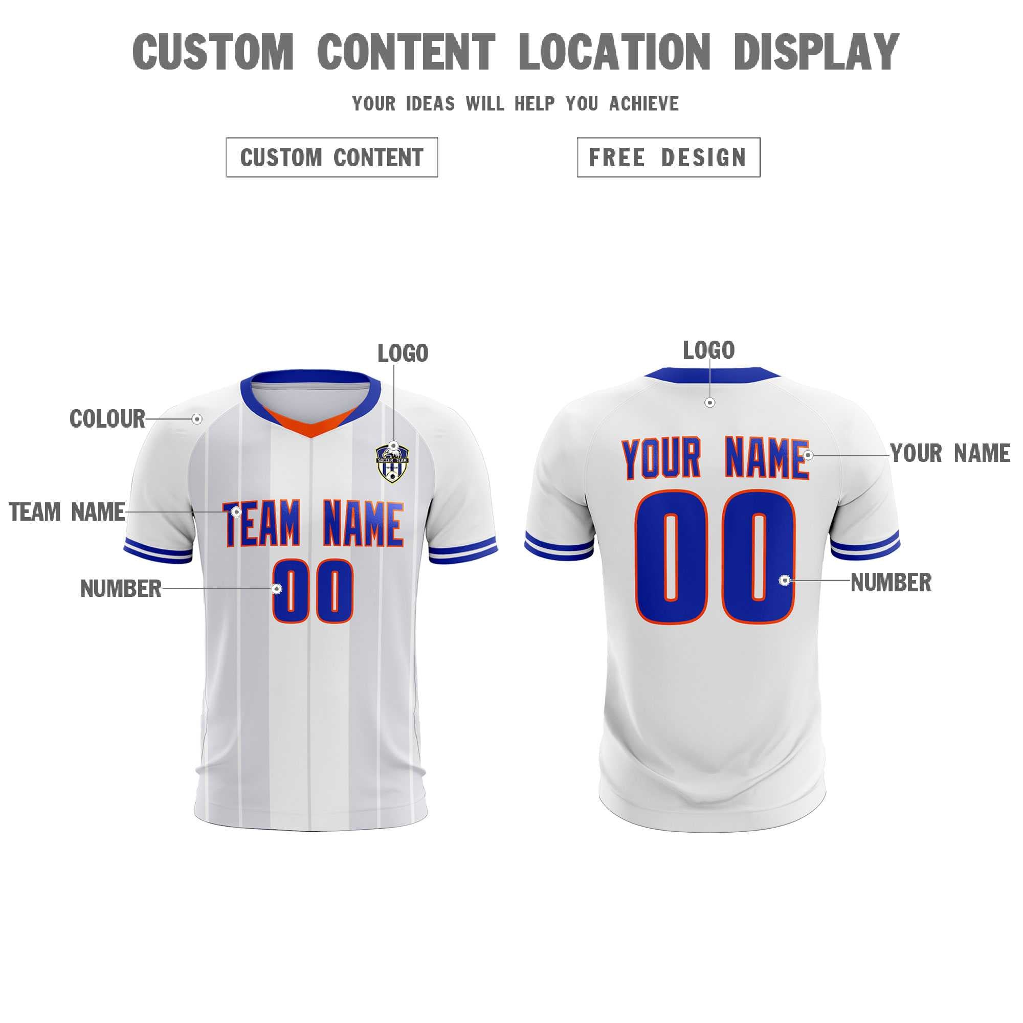 Custom White Classic Striped Personalized Football Kit Jersey
