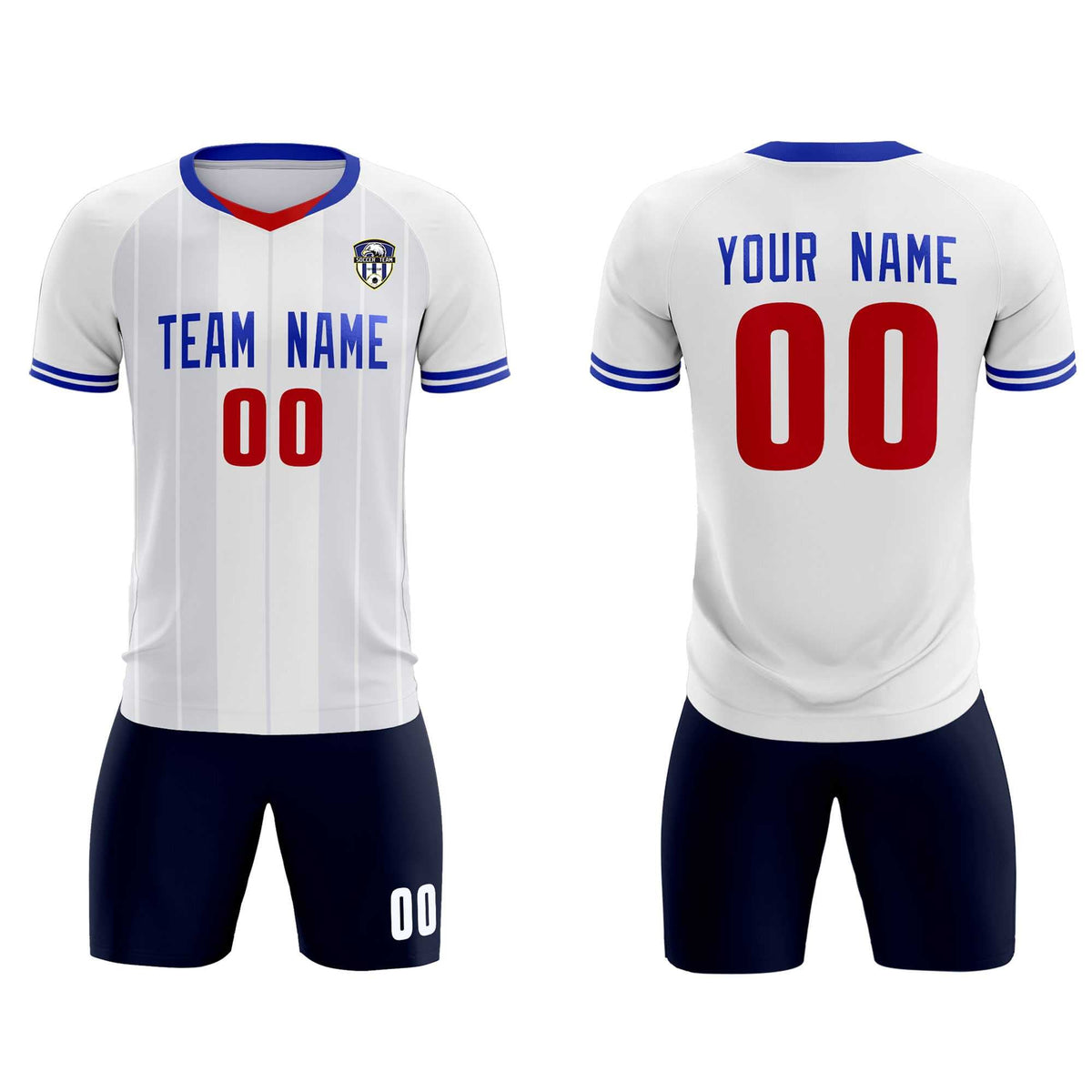 Custom White Classic Striped Personalized Football Kit Jersey