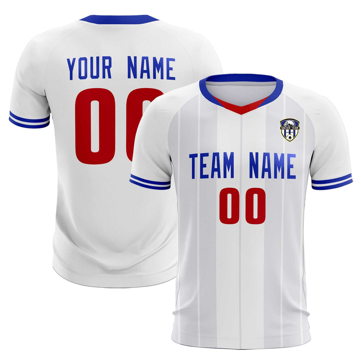 Custom White Classic Striped Personalized Football Kit Jersey