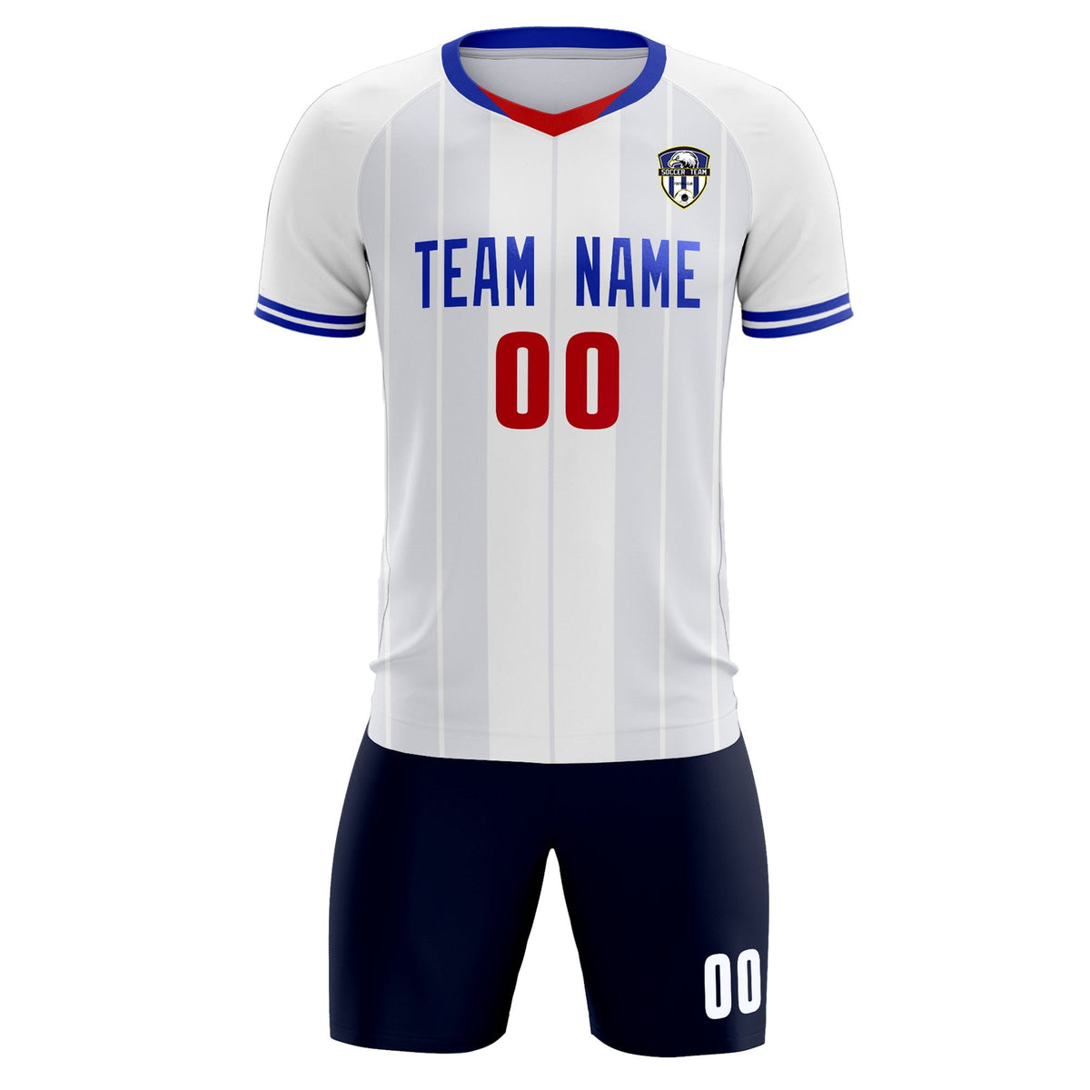 Custom White Classic Striped Personalized Football Kit Jersey