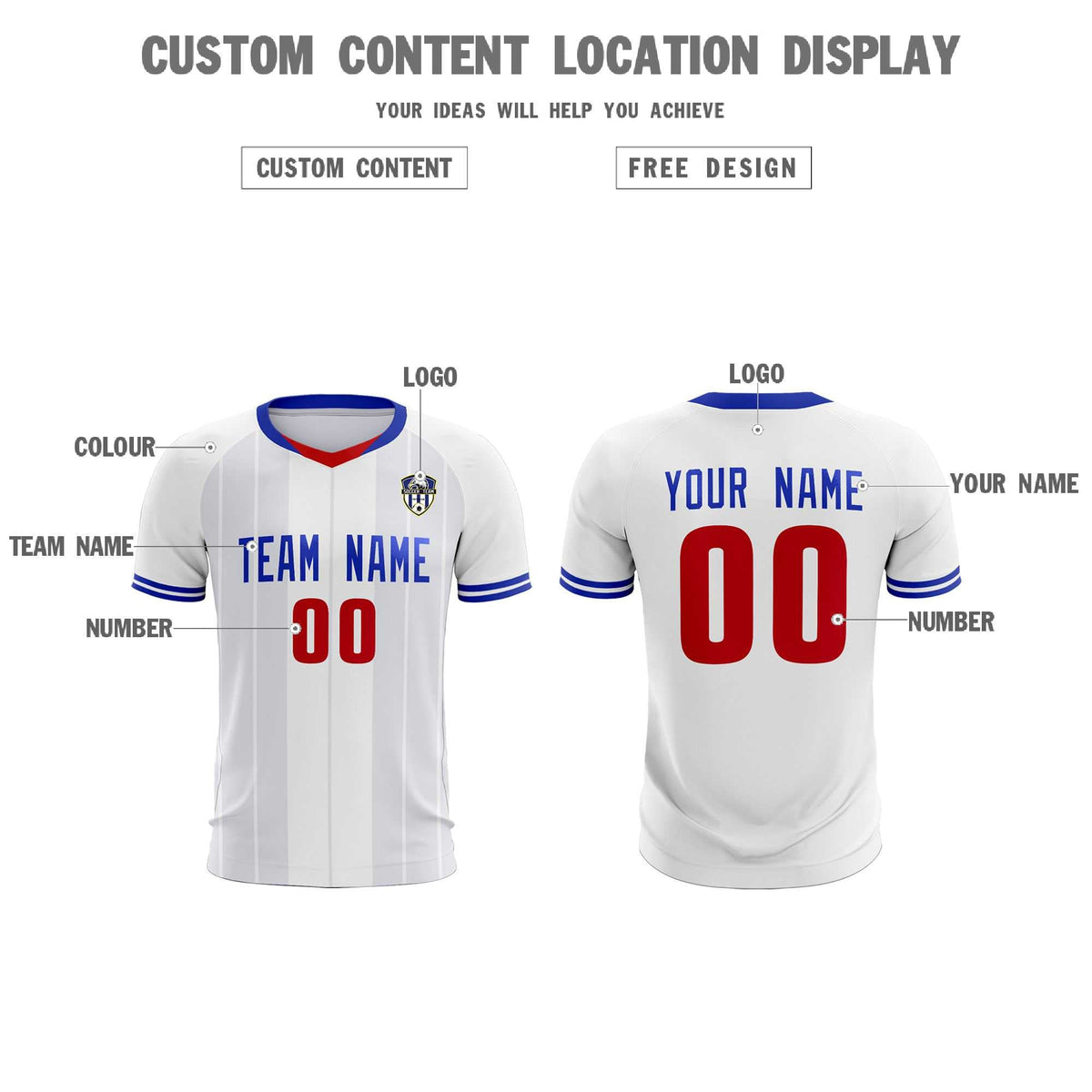 Custom White Classic Striped Personalized Football Kit Jersey