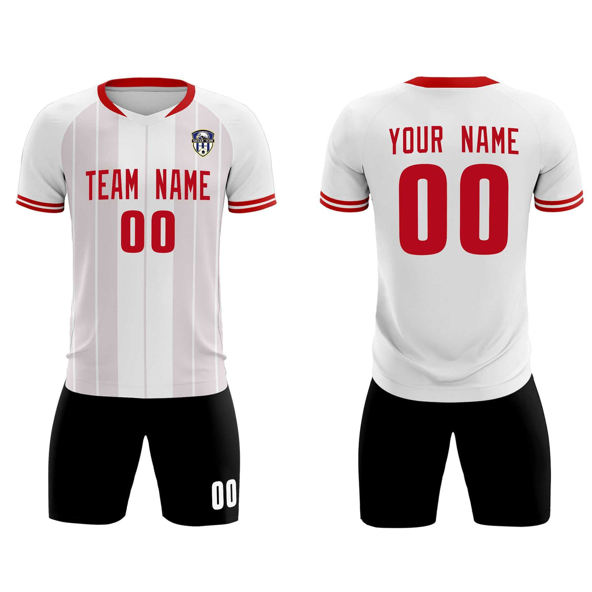 Custom White Classic Striped Personalized Football Kit Jersey