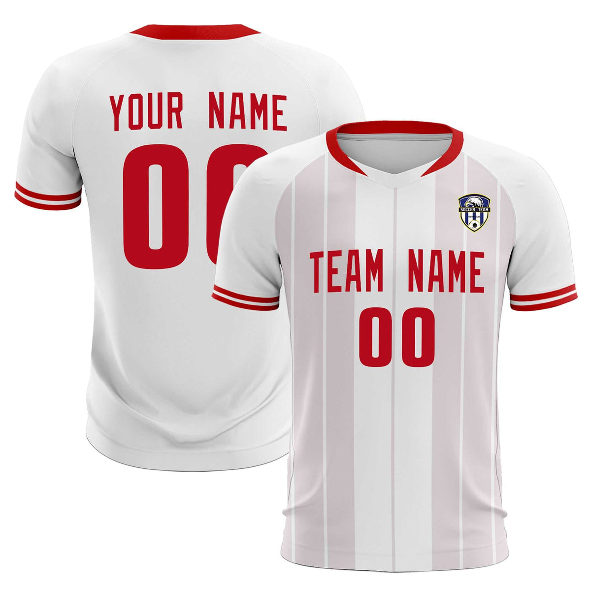 Custom White Classic Striped Personalized Football Kit Jersey