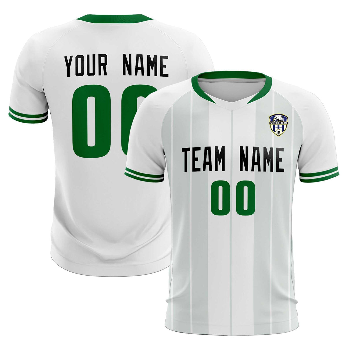Custom White Classic Striped Personalized Football Kit Jersey