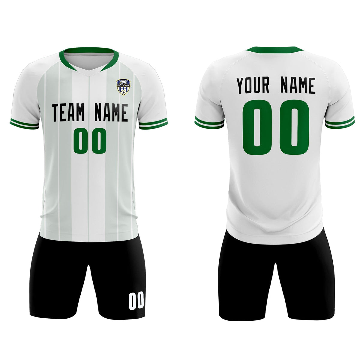 Custom White Classic Striped Personalized Football Kit Jersey