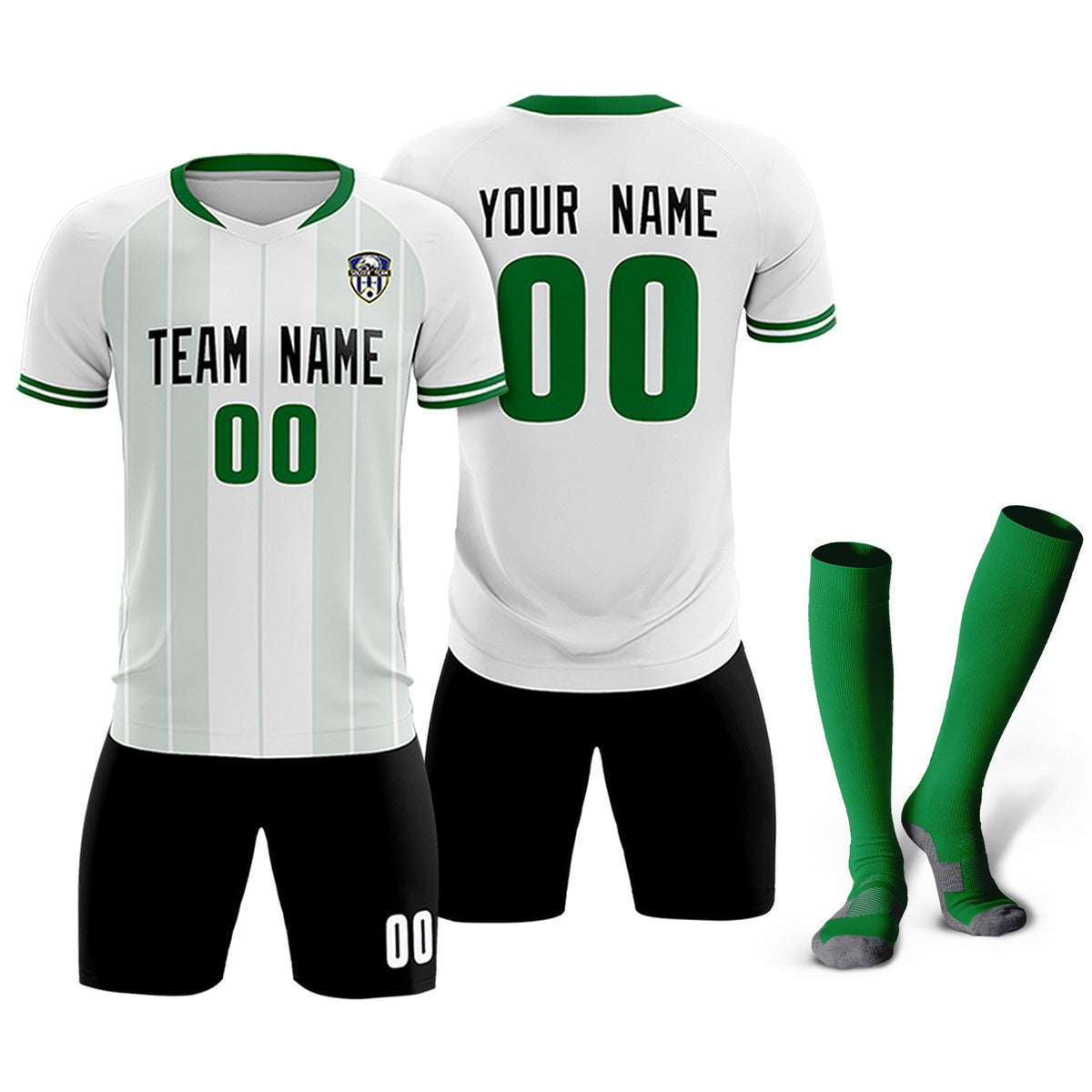 Custom White Classic Striped Personalized Football Kit Jersey