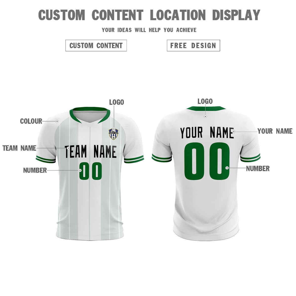Custom White Classic Striped Personalized Football Kit Jersey