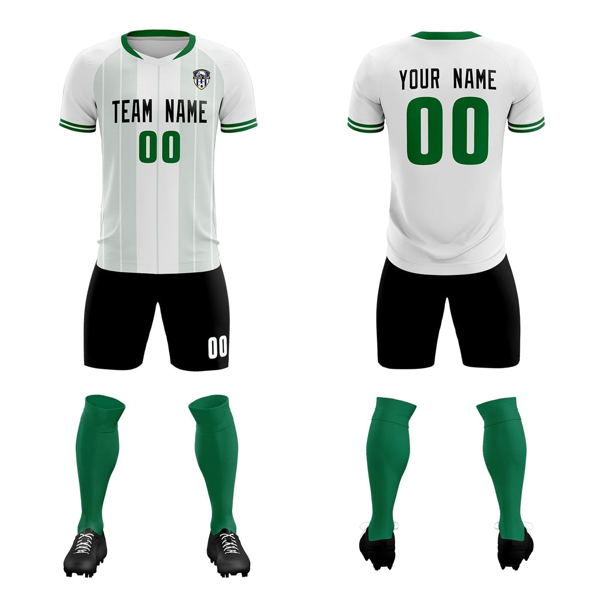 Custom White Classic Striped Personalized Football Kit Jersey