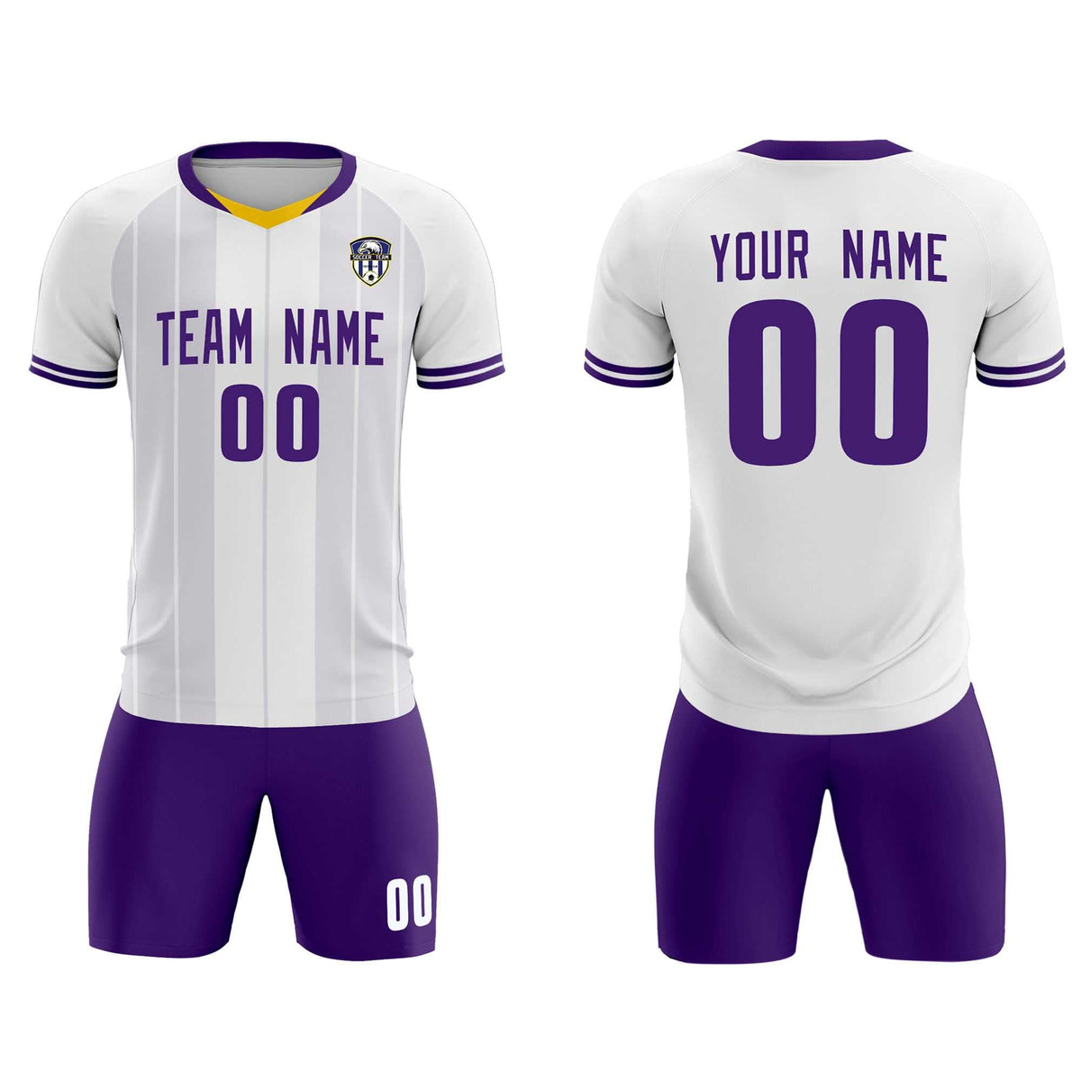 Custom White Classic Striped Personalized Football Kit Jersey