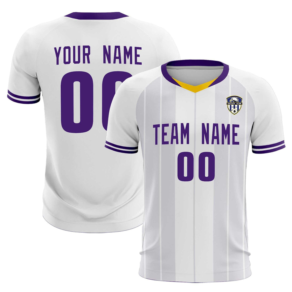 Custom White Classic Striped Personalized Football Kit Jersey