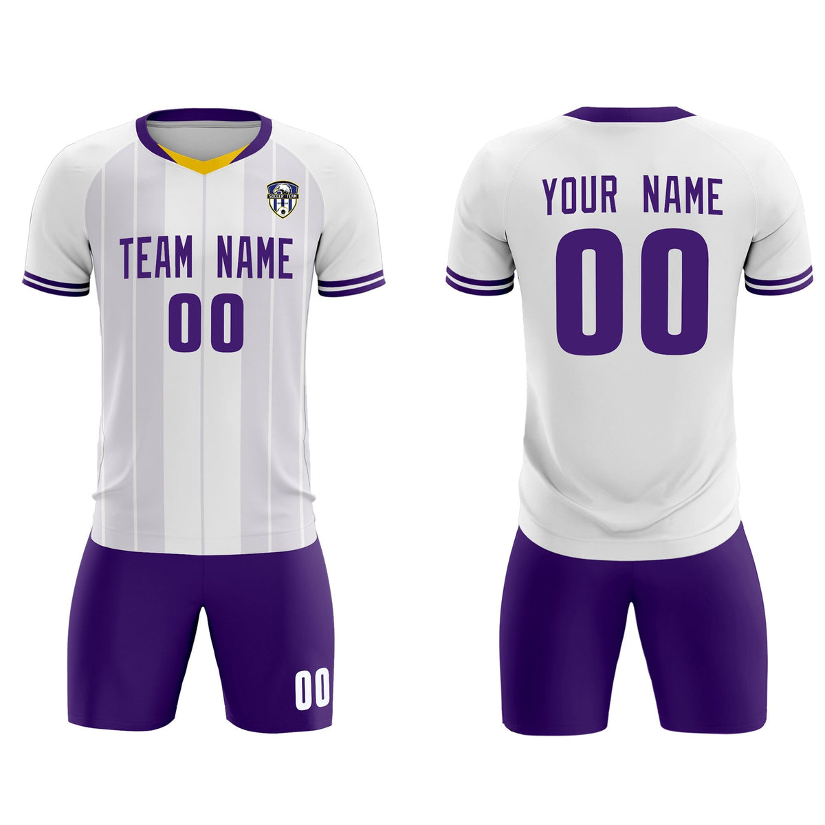 Custom White Classic Striped Personalized Football Kit Jersey