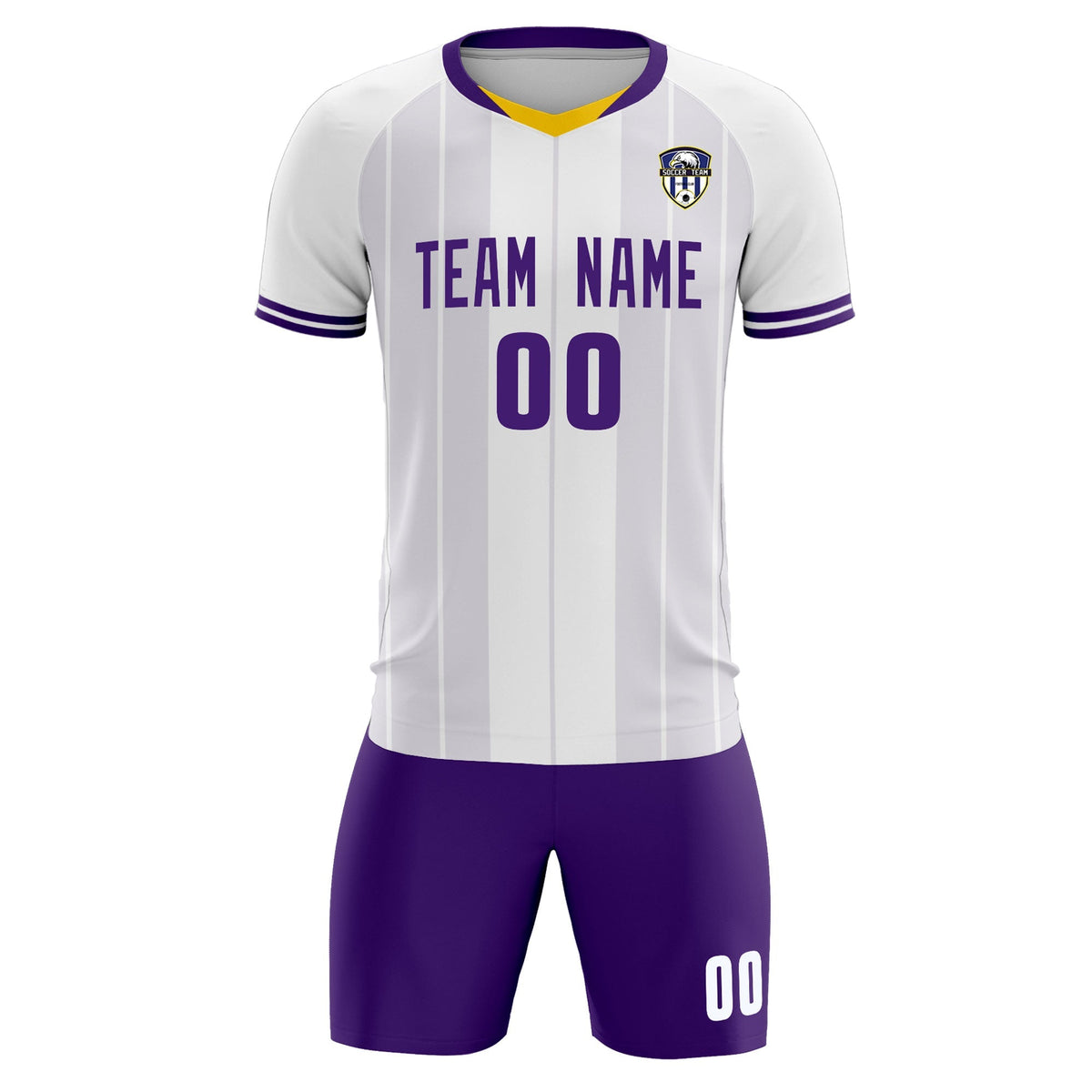 Custom White Classic Striped Personalized Football Kit Jersey
