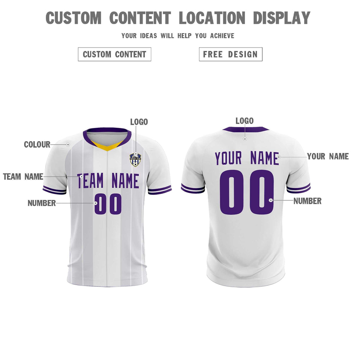 Custom White Classic Striped Personalized Football Kit Jersey