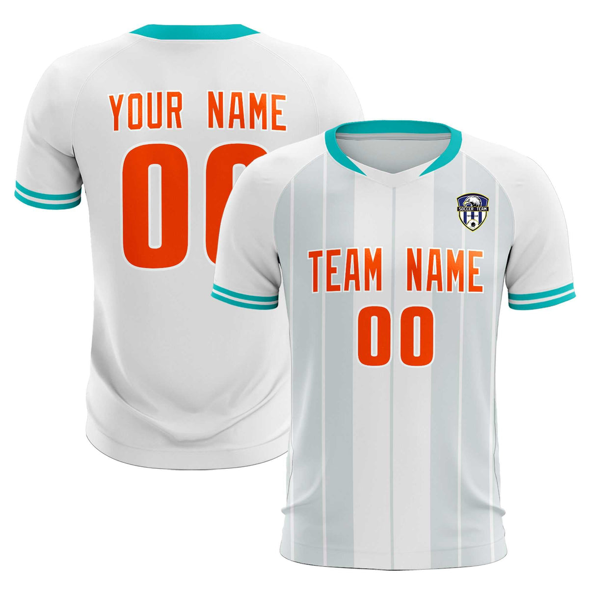 Custom White Classic Striped Personalized Football Kit Jersey