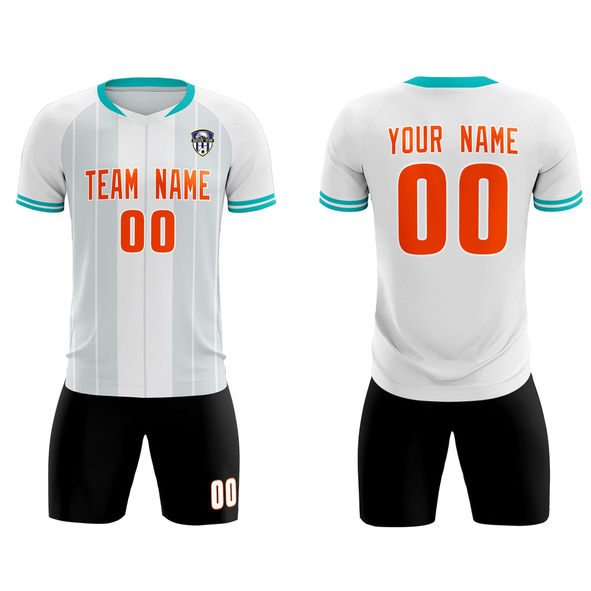 Custom White Classic Striped Personalized Football Kit Jersey