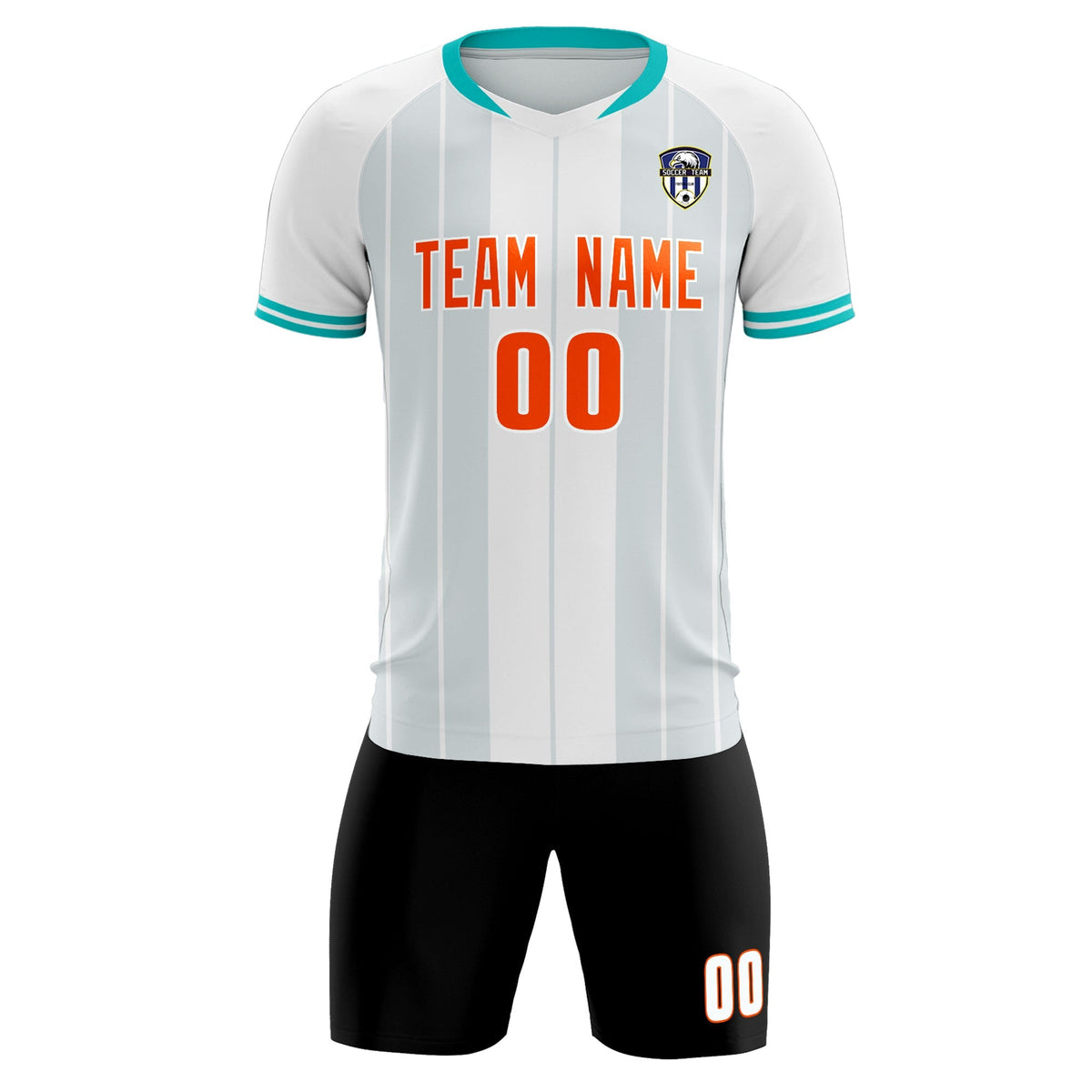 Custom White Classic Striped Personalized Football Kit Jersey