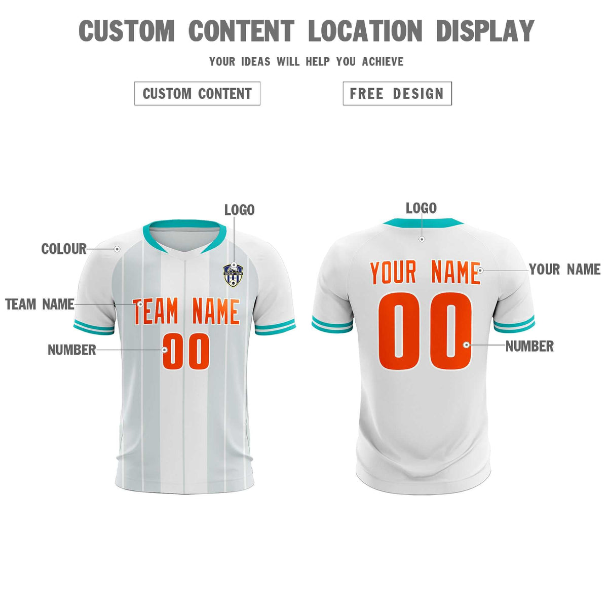 Custom White Classic Striped Personalized Football Kit Jersey