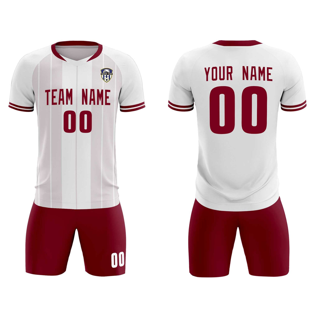 Custom White Classic Striped Personalized Football Kit Jersey